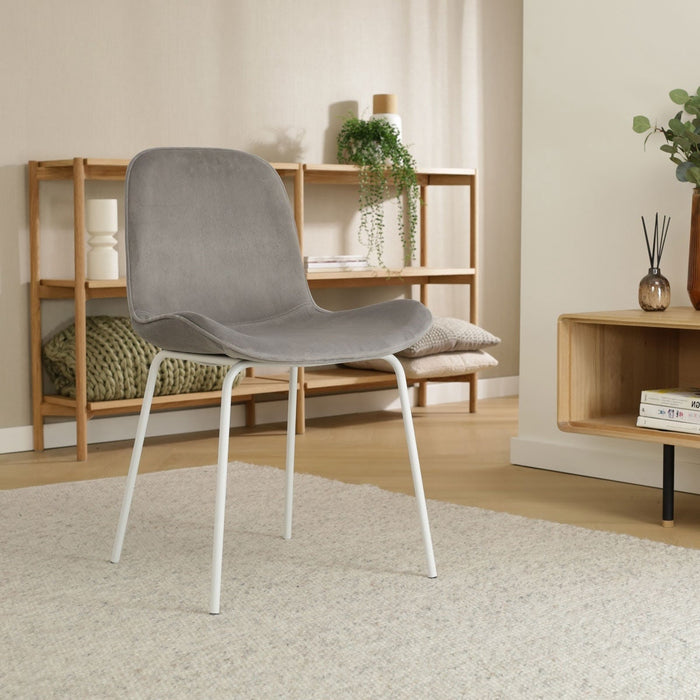 Nolon Nora-Fé Eetkamerstoelen Set van 2 - Velvet Grijs - Witte Poten