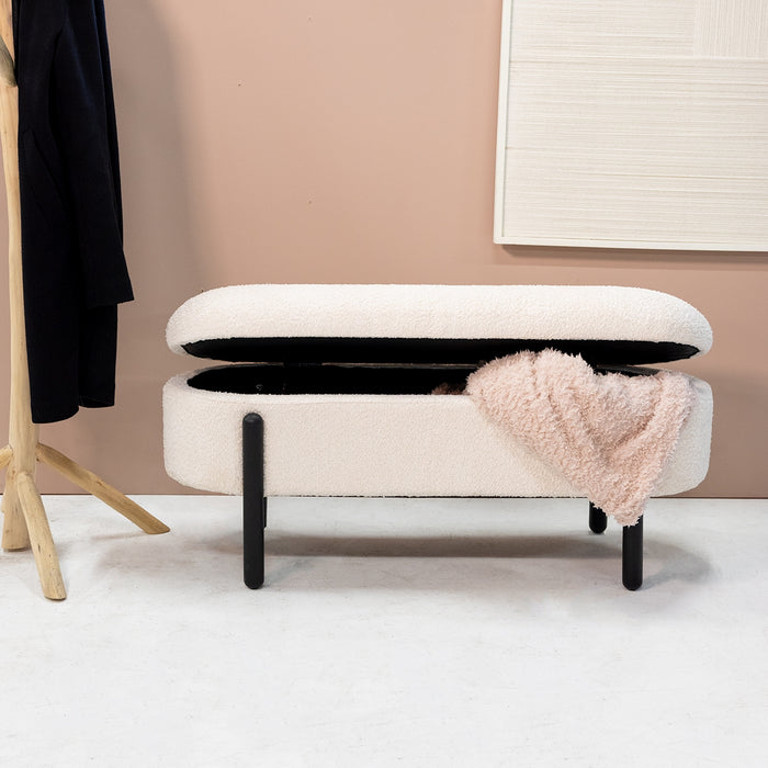 Giga Meubel - Opbergbank Beige Stof|Textiel - 108x41x48cm