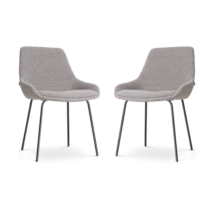 Nolon Nora-Isa Eetkamerstoelen Set van 2 - Bouclé Taupe - Zwart
