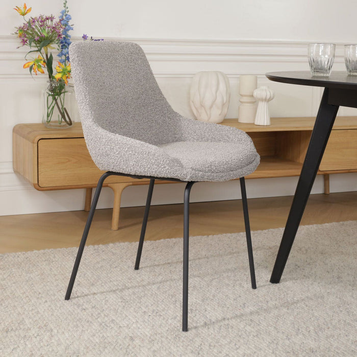 Nolon Nora-Isa Eetkamerstoelen Set van 2 - Bouclé Taupe - Zwart