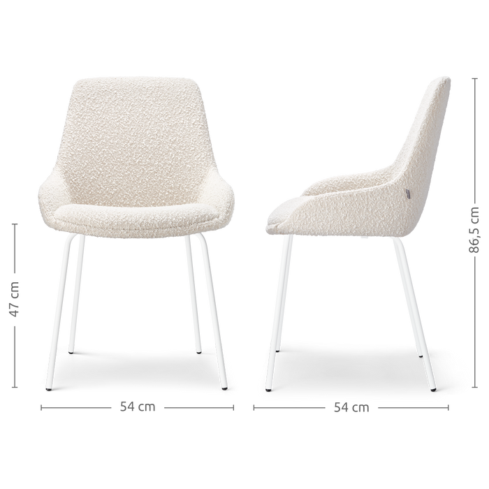 Nolon Nora-Isa Eetkamerstoelen Set van 2 - Bouclé Beige - Wit