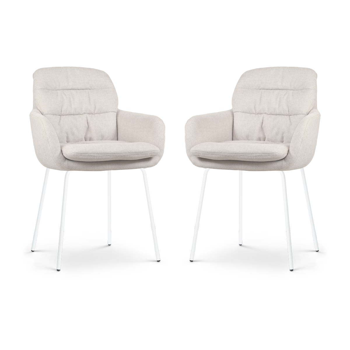 Nolon Nora-Mia Eetkamerstoelen Set van 2 - Beige - Wit Onderstel