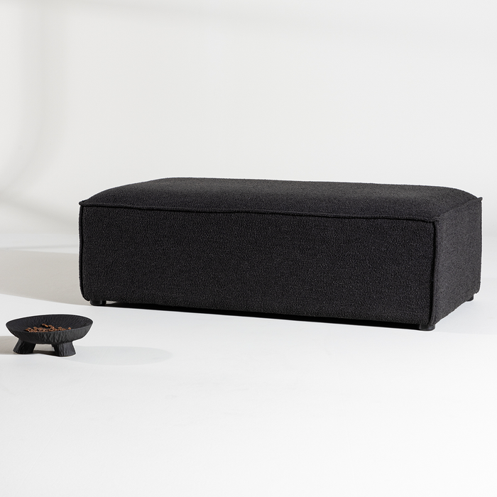 Nest living Arno Rechthoekige Bouclé Poef Zwart