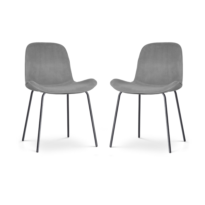 Nolon Nora-Fé Eetkamerstoelen Set van 2 - Velvet Grijs - Zwarte Poten