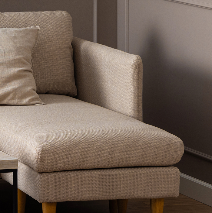 Lisomme Jelle 2-zits Hoekbank met Verstelbare Chaise Longue - Beige