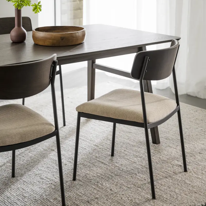 Rowico Home Maymont Eetkamerstoel met Beige Zitting - Donkerbruin