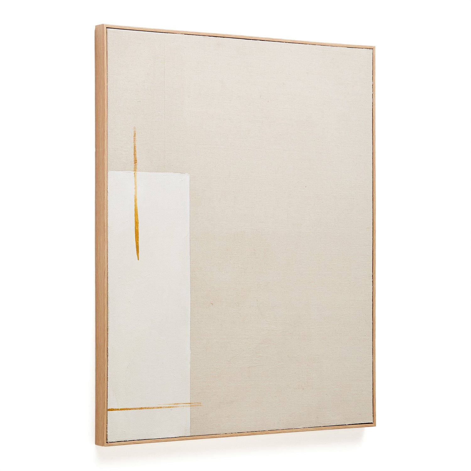 Kave Home - Abstract schilderij op linnen Salin met beige verticale
