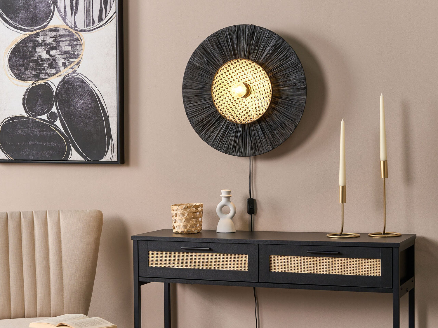 Beliani - YAAPI -Wandlamp - Zwart - Papier