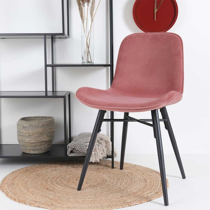Nolon Nova-Fé eetkamerstoel velvet roze - zwart onderstel