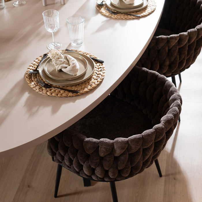 Bronx71 Eetkamerstoel River chenille bruin