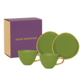 Urban Nature Culture Good Morning Kop Cappuccino/Thee en Bord Evergreen Sprig - Set van 4 - In Geschenkverpakking