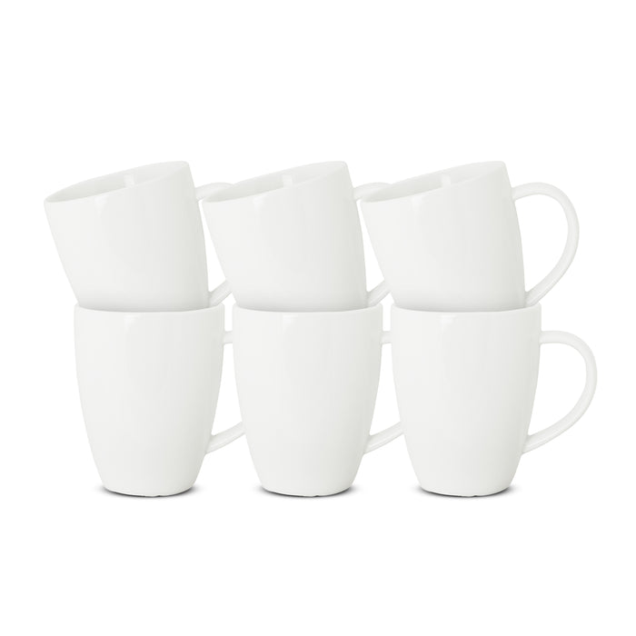 vtwonen Grote Mokken met Oor - Serviesset - Wit - Set van 6 - 400ml