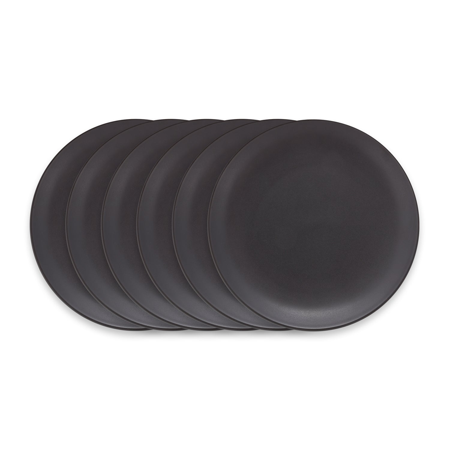 vtwonen Ontbijtborden - Serviesset - Mat Zwart - Set van 6 - 20cm