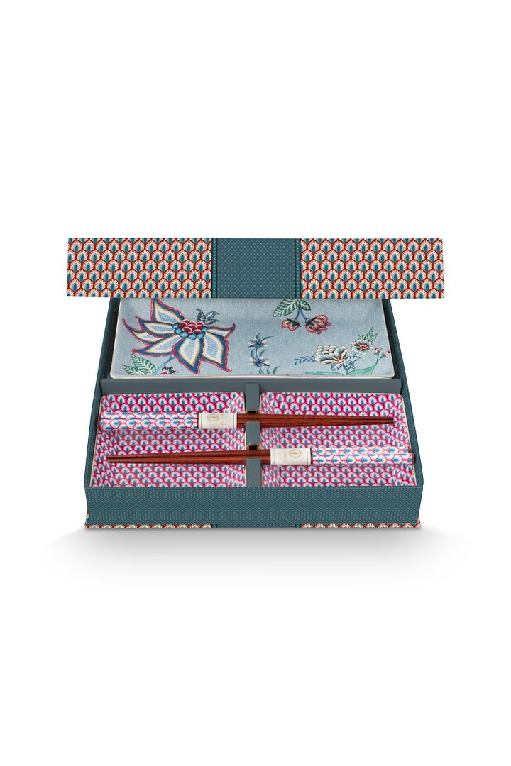 Pip Studio Sushi Giftset Vierkant - Flower Festival Oriental - Blauw
