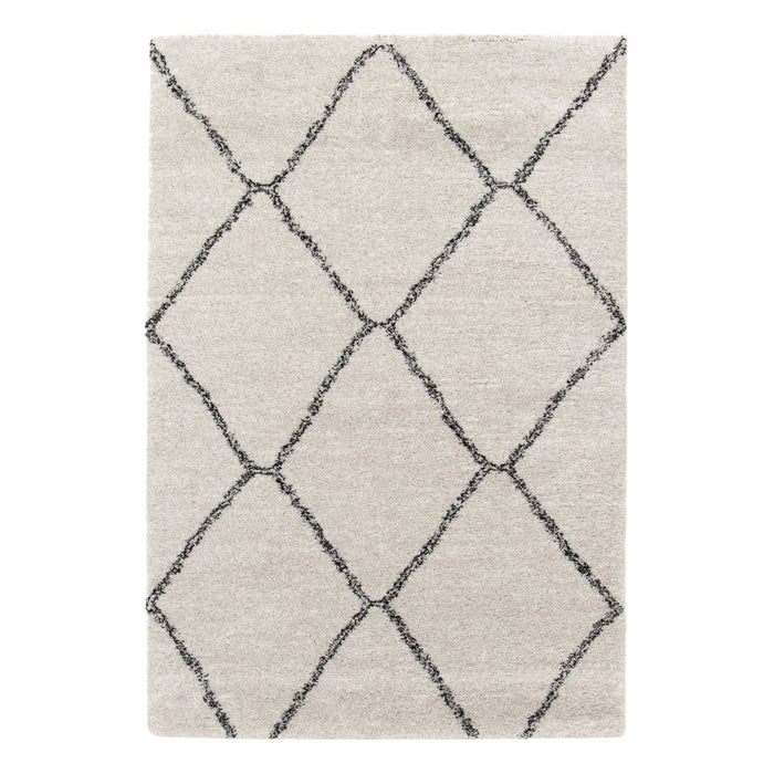 sweeek - Shaggy interieur tapijt, Berber stijl, wit en zwart