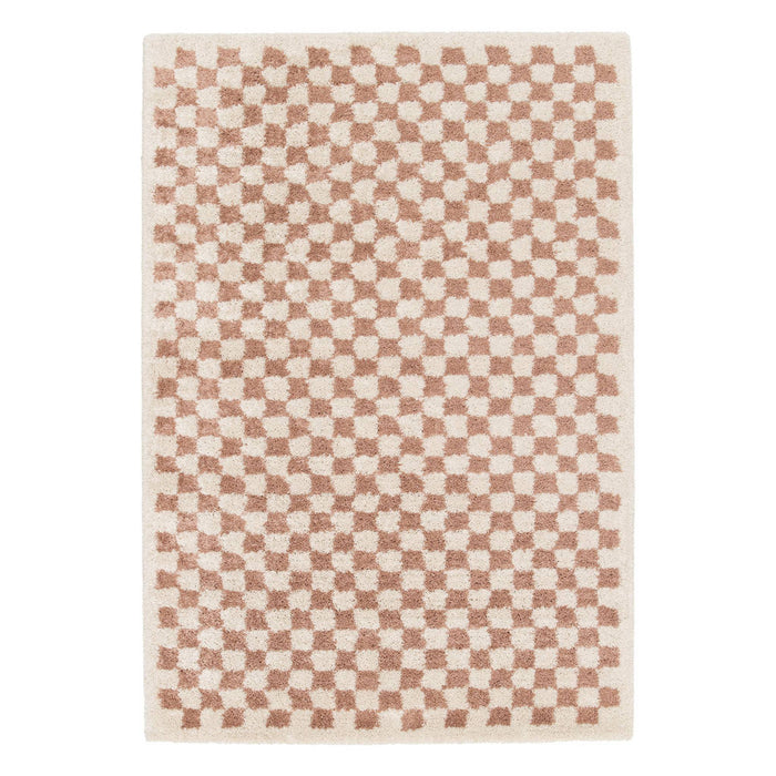 sweeek - Oud roze en crèmekleurig geruit interieur tapijt