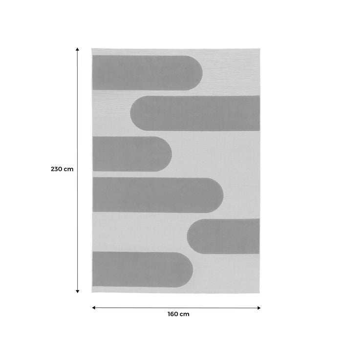 sweeek - Beige interieur|exterieur tapijt met zwart geometrisch