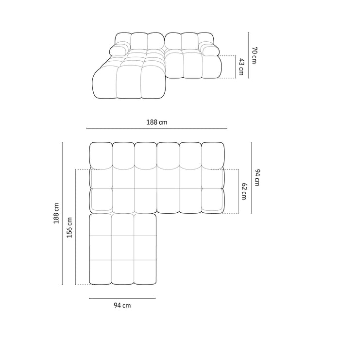Milo Casa Tropea Modulaire Hoekbank 2,5-zits - Links - Zwart