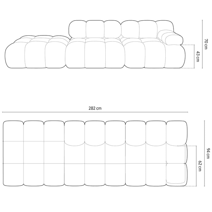 Milo Casa Tropea Modulaire 2-zitsbank Links Open met Hocker - Okergeel