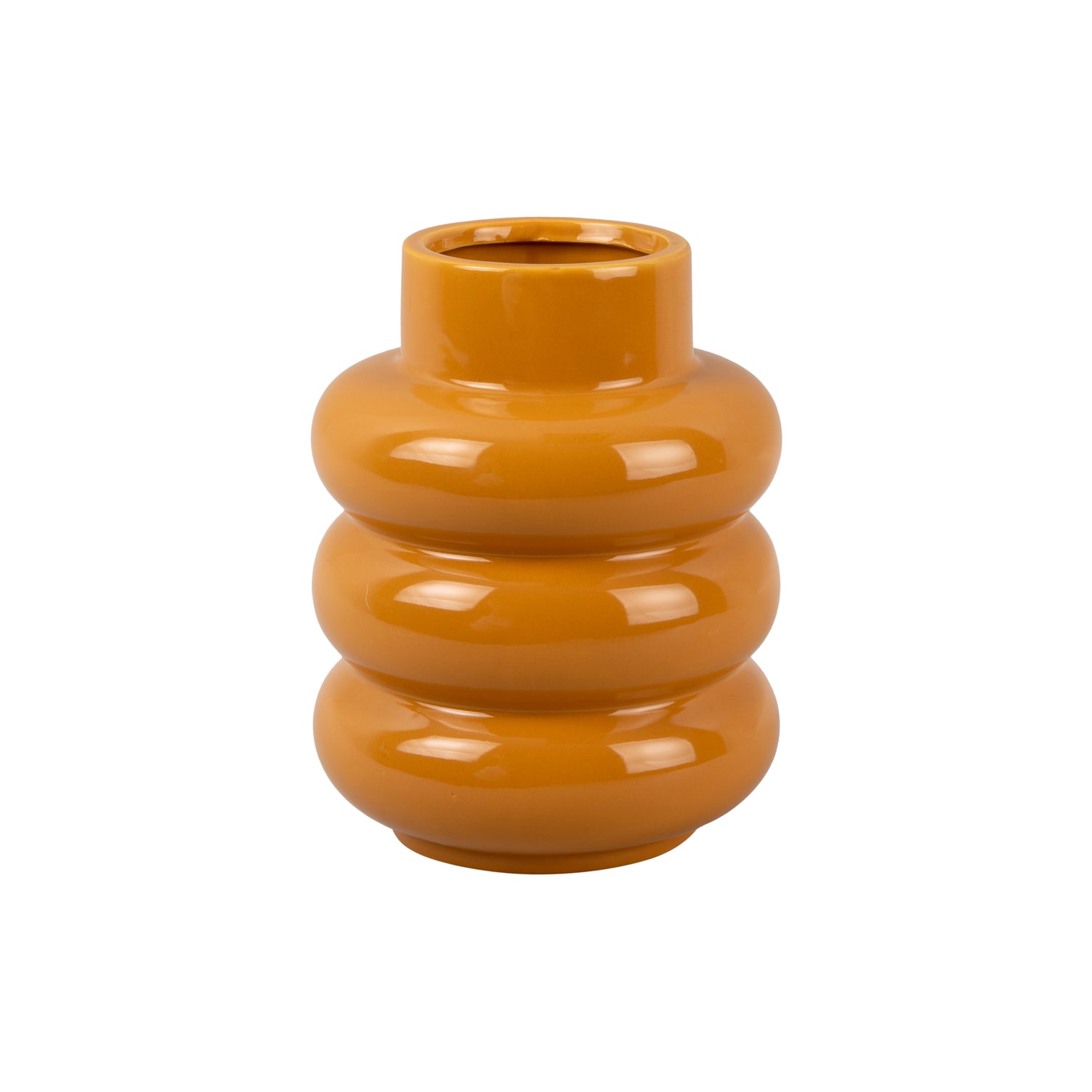 present time - Vase Bobbly Glazed ceramic medium ochre yellow