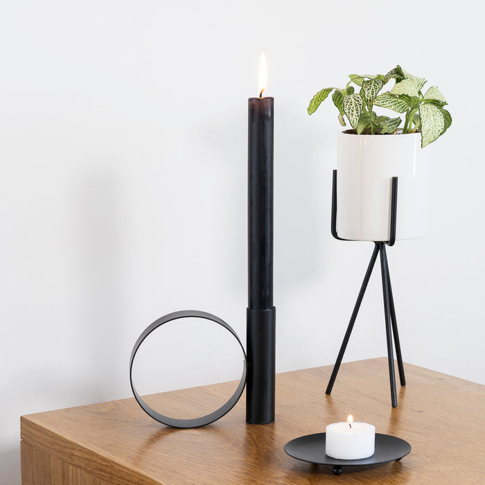 QUVIO Kaarsenstandaard metaal met rond handvat - Zwart