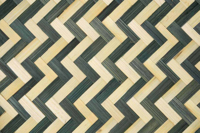 Liviza Muurdecoratie bamboe mand - Wit zwart Ø40