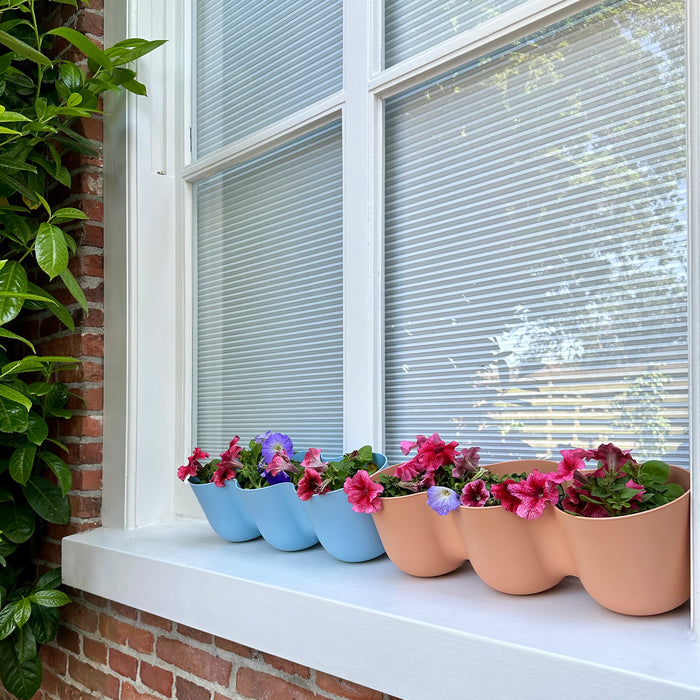 QUVIO Wand bloempot-trio plastic - Lichtblauw