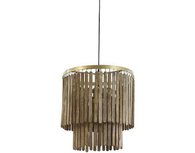 Light&living Hanglamp Ø45x43 cm GULARO hout donker bruin