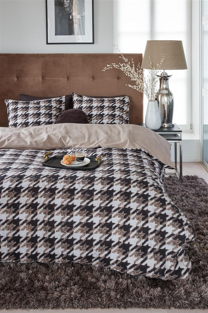 Riviera Maison Pied de Poule  Dekbedovertrek - 260x200|220 - Zand