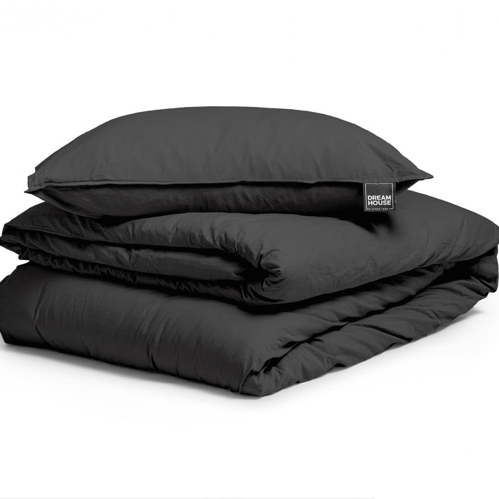 Dekbedovertrek Stone Washed - 100% Natuurlijk - Antraciet - 140x220cm