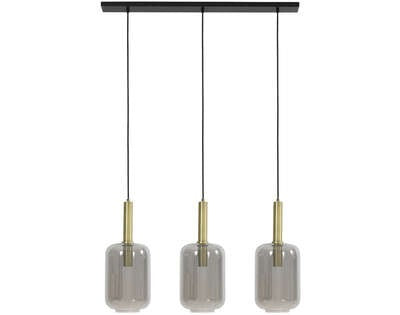 Light&living Hanglamp 3L 100x22x32 cm LEKAR antiek brons+smoke glas