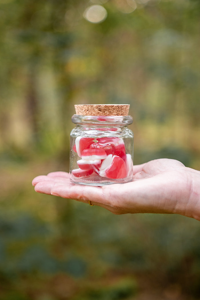 Clayre & Eef Voorraadpot  Ø 6x8 cm Transparant Glas Hartjes