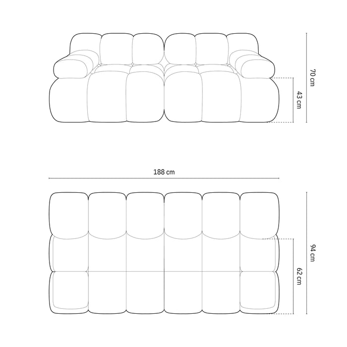Milo Casa Tropea Modulaire 2-zitsbank - Bordeauxrood