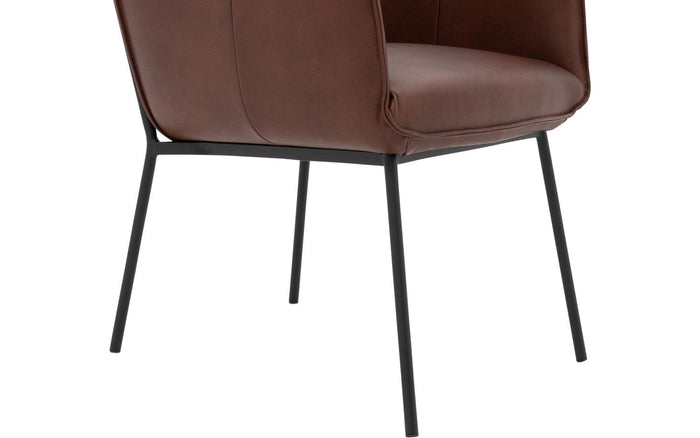 Goossens  Eetkamerstoel Silvan -  Leder met armleuning