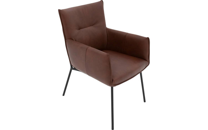 Goossens  Eetkamerstoel Silvan -  Leder met armleuning