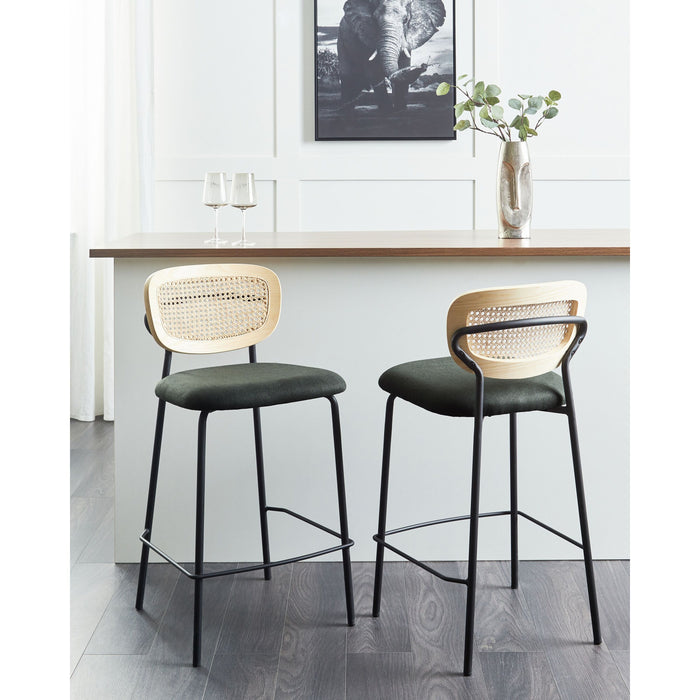 Beliani - MAYETTA - Barkruk set van 2 - Donkergroen - Polyester