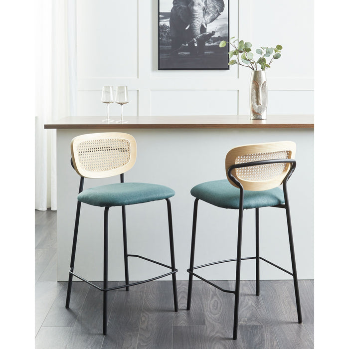 Beliani - MAYETTA - Barkruk set van 2 - Blauwgroen - Polyester