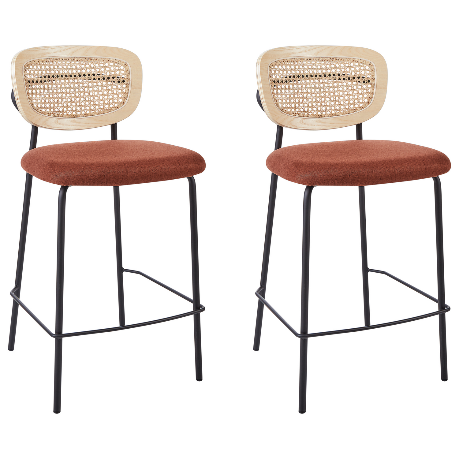 Beliani - MAYETTA - Barkruk set van 2 - Oranje - Polyester