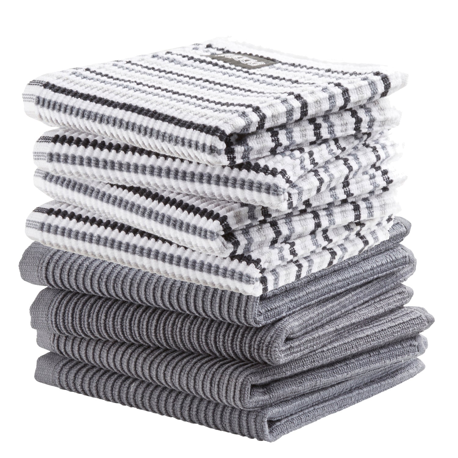 DDDDD combiset vaatdoek basic (4 stuks) neutral grey + fun (4 stuks)
