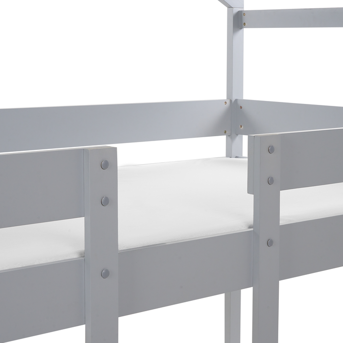 Beliani - LABATUT - Stapelbed - Grijs - 90 x 200 cm - Dennenhout