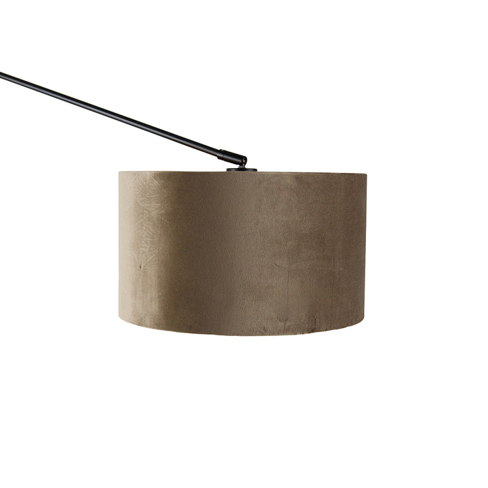 QAZQA Wandlamp zwart met velours kap taupe 35 cm verstelbaar - Blitz