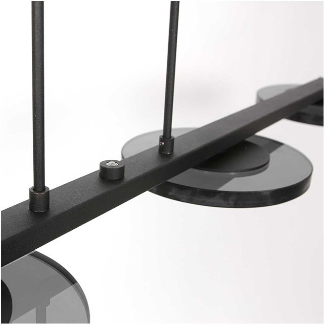 Steinhauer - Turound - Hanglamp 4-lichts zwart | smoke glas dimbaar