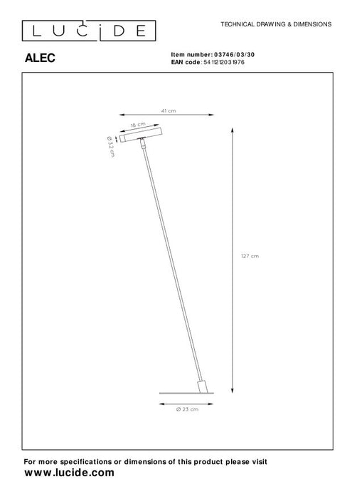 Lucide ALEC Vloerlamp - Zwart