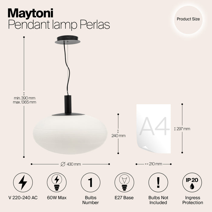 Maytoni - Hanglamp Perlas - Zwart - Ø43