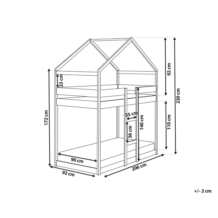 Beliani - LABATUT - Stapelbed - Lichtbruin - 90 x 200 cm - Dennenhout