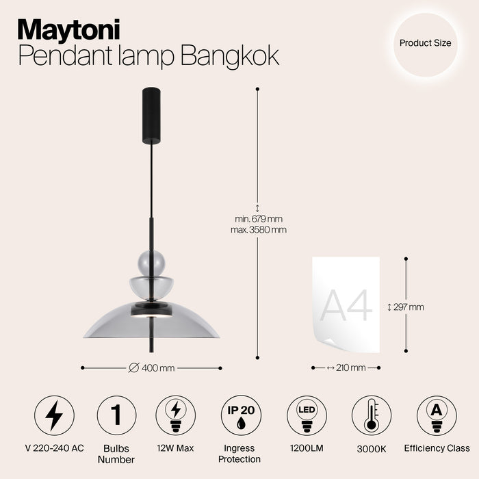 Maytoni - Hanglamp Bangkok - Zwart - Ø40