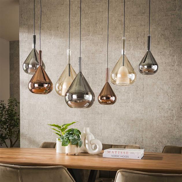 Hoyz Collection - Hanglamp 4+3 Wings Mix Glass - Zwart