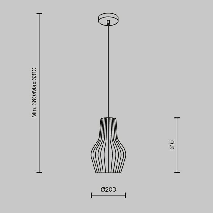 Maytoni - Hanglamp Roots - Zwart - Ø20