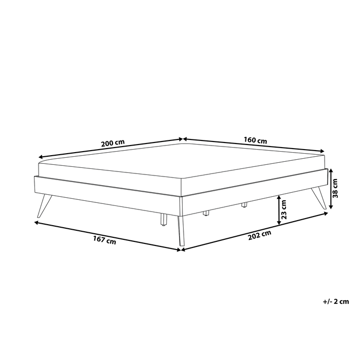 Beliani - BERRIC - Tweepersoonsbed - Lichthout - 160 x 200 cm - MDF