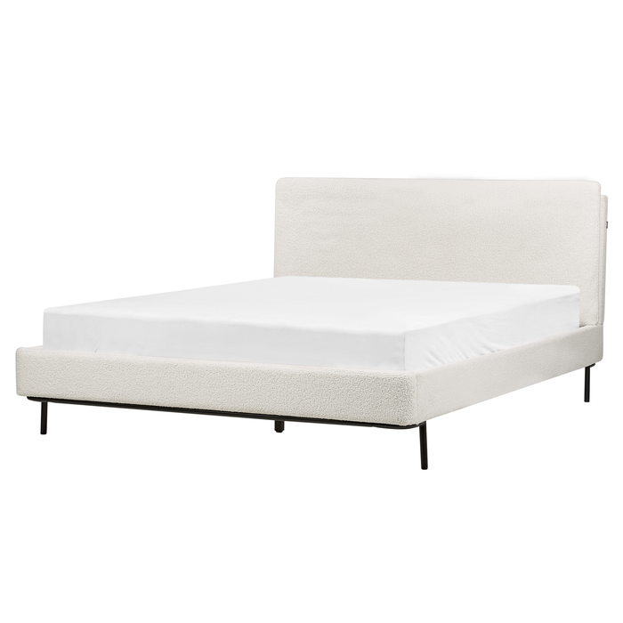 Beliani-CORIO-Tweepersoonsbed-Gebroken wit-160 x 200 cm-Bouclé